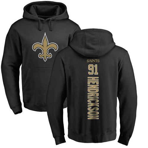 Men New Orleans Saints Black Trey Hendrickson Backer NFL Football 91 Pullover Hoodie Sweatshirts